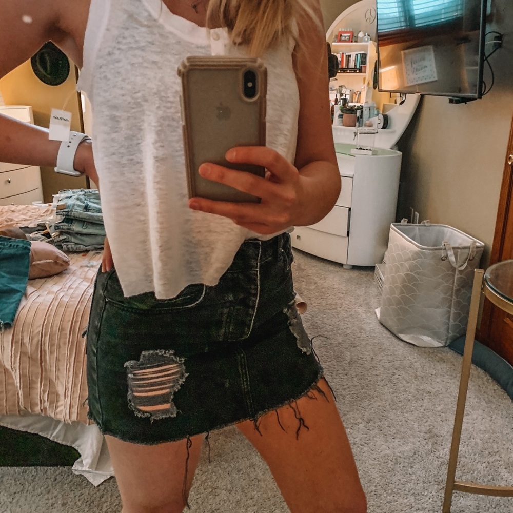 BABE DENIM SKIRT BLACK